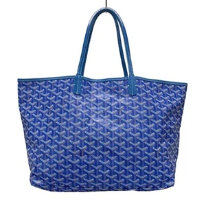 Auth GOYARD Saint Louis PM Sky Blue Coated Canvas Leather Tote Bag - Picture 1 of 20