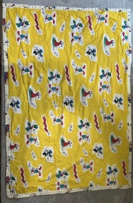 Vintage Disney Babies Receiving Blanket Mickey Minnie Pluto Donald Daisy 28x42” - Image 1 of 4