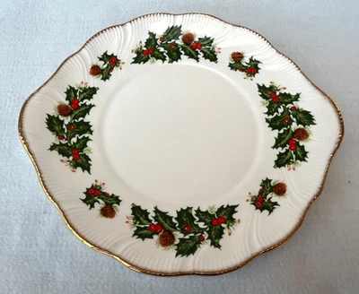 Vintage Queen's Rosina 10" Yuletide Christmas Cake Plate Bone China Excellent - Image 1 of 3