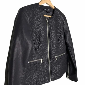 Baccini Black Vegan Leather Moto Jacket Petite Medium - NWT Casual - Picture 1 of 9