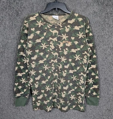 Vintage Camel Cigarettes Thermal Shirt Men’s medium Camo Waffle Long Sleeve 80s - image 1 of 4