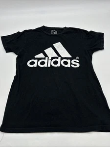 Adidas T-Shirt Women Small Graphic Print Logo Black ..#29419 - Picture 1 of 9
