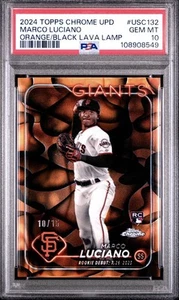 2024 Topps Chrome Marco Luciano Orange Black Lava Rookie #10/15 Giants POP 1 - Imagen 1 de 2
