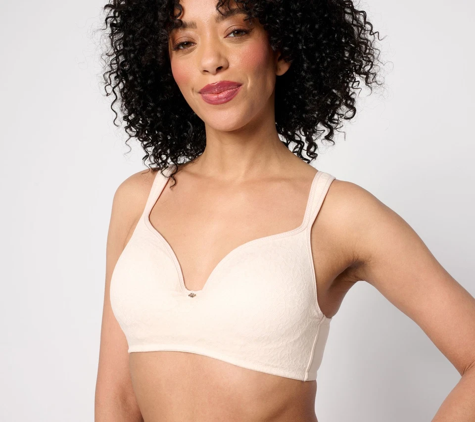 Breezies Lace Elegance Smooth Wirefree T-Shirt Bra Champagne DD/42 New - Image 1 of 1