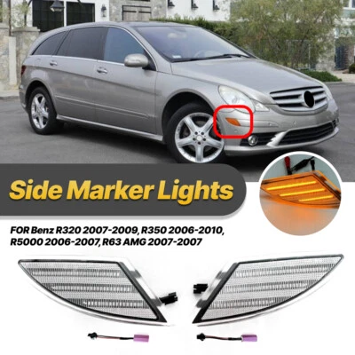 Clear Lens LED Bumper Side Marker Light For Benz R320 R350 R500 R63 2006-2010 - Image 1 of 4