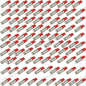 100pcs Red T10 168 194 W5W 13SMD 5050 LED Car Clearance Lamp Light Bulb New - Picture 1 of 2
