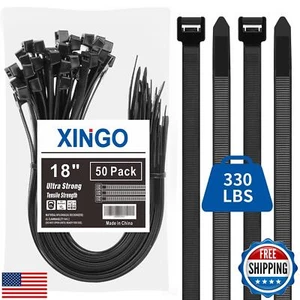 Xingo 18 Zoll schwarze große Reißverschluss Krawatten strapazierfähig 50er-Pack, 330 Pfund ultra exklusiv - Bild 1 von 5