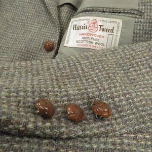 Giacca cappotto sportivo VINTAGE Harris tweed blazer 46L lana tessuto scozzese - Foto 1 di 22
