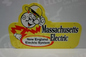 Reddy Kilowatt MASSACHUSETTS ELECTRIC DIE CUT SIGN ELECTRICIAN GIFT 10.5H X 16W - Picture 1 of 3