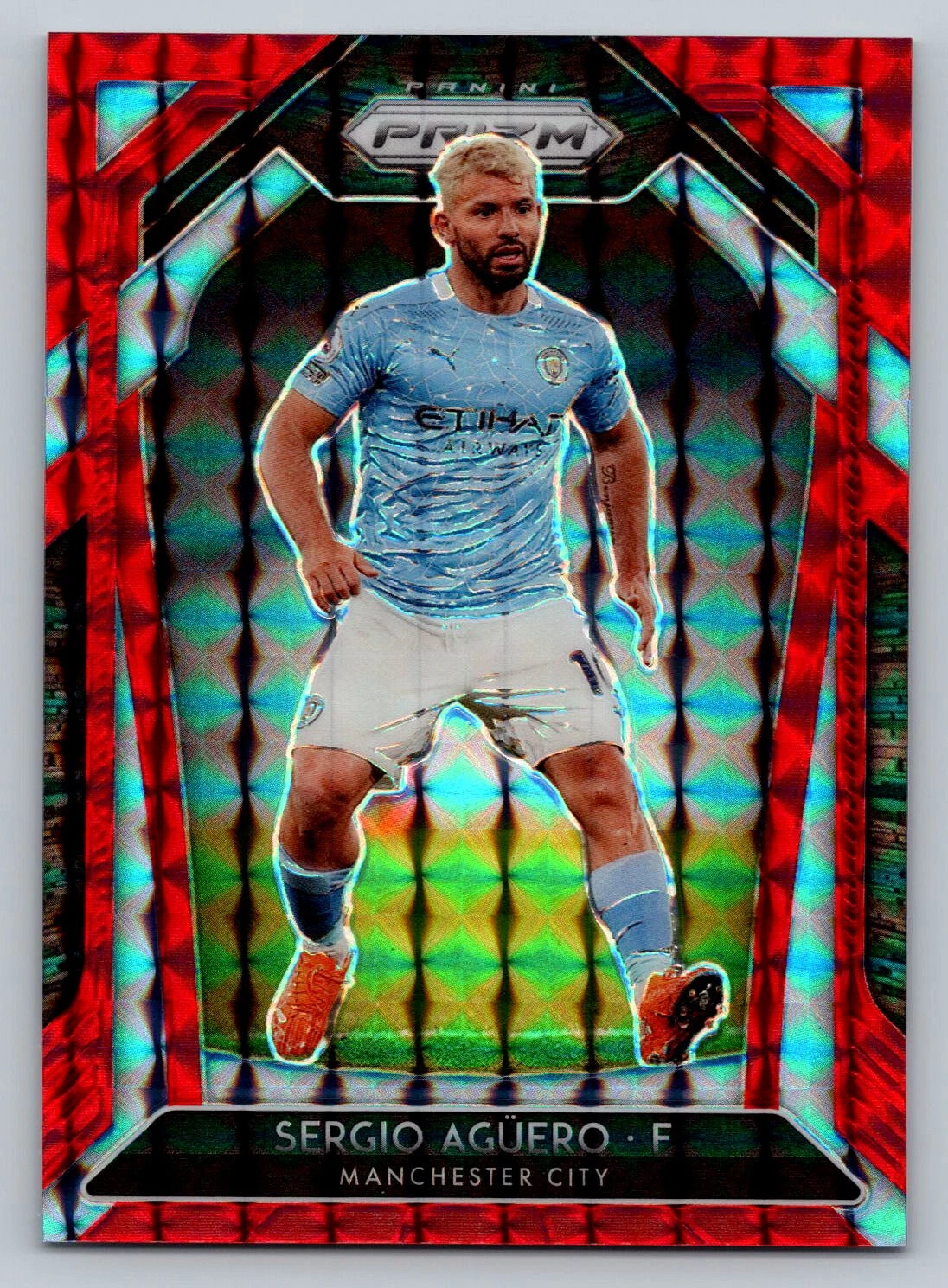 Sergio Aguero 2020-21 Panini Prizm Premier League Red Mojo Refractor 103/159 T5