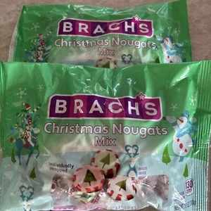 2 Bags Brach's Christmas Peppermint Wintergreen Cinnamon Mix Nougats 10oz - Picture 1 of 2