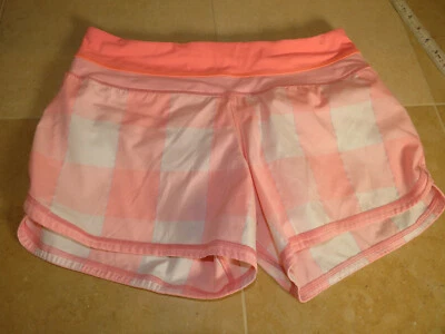 Lululemon 6 Groovy Run Corto Blanqueado Coral Pop Naranja Gros Guinga ¡EXCELENTE ESTADO USADO!  Foto 1 de 4