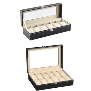 Organizador de reloj caja con tapa de cristal compartimento relojería y joyería - Imagen 1 de 10