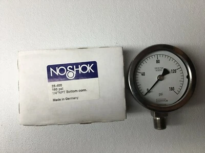 New! Noshok 25-400 Gauge  160 PSI  1/4 NPT Bottom Conn (#5711) - Image 1 of 4