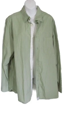Camisa social masculina Roundtree & Yorke Casuals botão LS listra verde E em excelente estado usado!! - Imagem 1 de 4