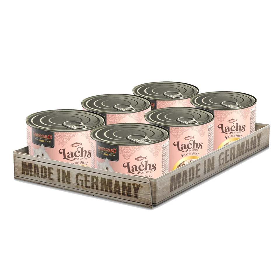 LEONARDO Lachs + extra Filet Katzenfutter nass Getreidefrei | 6 x 200 g - Bild 1 von 1
