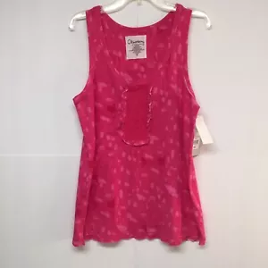 Women/Junior Olsenboye Pink Tank Top Casual Shirt Size M/Lace Scoop Neck/NWT - Picture 1 of 7