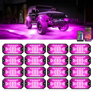 16Pcs Full Angle RGBW LED Rock Lights, Underglow Neon Lights for Truck UTV ATVs - Picture 1 of 12