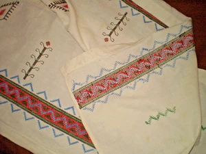 Vintage 19th century curtains hand embroidered Bulgarian embroidery cross stitch - Picture 1 of 17