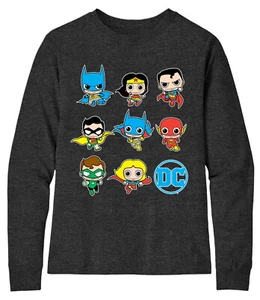 DC Comics ☆ Batman Chibi Grid Long Sleeve T-Shirt ☆ Boys XS(4/5)-XL(14/16) - Picture 1 of 2