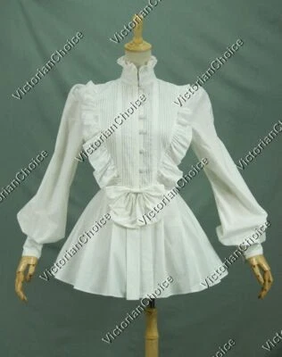 Blusa Camisa Blanca Damas Victoriana Romántica Vintage Algodón Disfraz Teatro B005 Foto 1 de 4