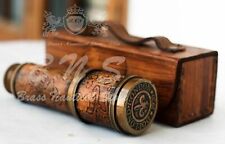 Vintage Brass Telescope 16" Leather Nautical Spyglass Antique With Case Gift
