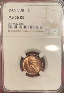 1909-VDB Lincoln Cent MS 66 RB- Looks Red, Beautiful Eye appeal. - Picture 1 of 4