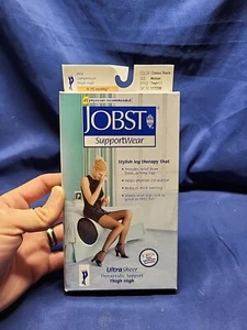 JOBST UltraSheer Thigh High Closed Toe 8-15mmHg (Classic Black) Medium Lace Band - Picture 1 of 3