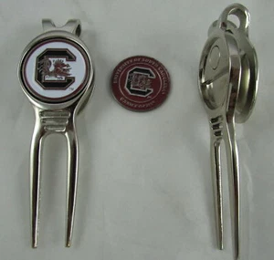 NCAA Golf Divot Repair Tool Beltclip w/ Ballmark Silver South Carolina Gamecocks - Picture 1 of 1