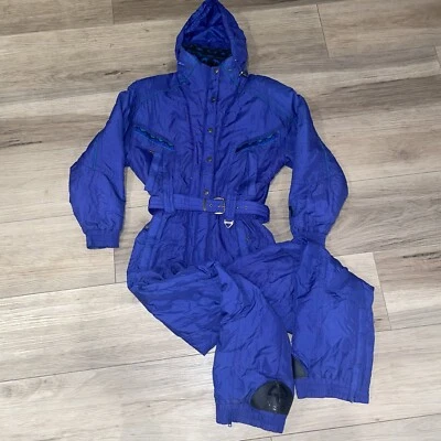 De colección Para Mujer Tirolia Esquí Nieve Mono Traje Púrpura Talla 8 Azteca Geométrico Años 80 90 Foto 1 de 4
