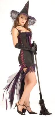 Sexy Disfraz de Halloween para Adulto con Cordones Web Bruja Malvada Gótico Elegante Foto 1 de 2