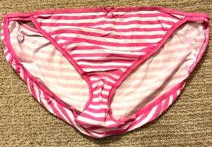 Lane Bryant Pink White Striped w/ Bow Double String Bikini Panties 22/24 - Picture 1 of 2