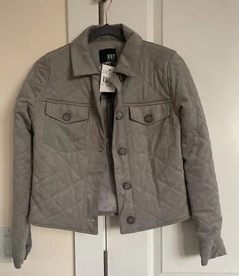 Chaqueta Kut From The Kloth Gris Imitación Gamuza Abotonada Talla XS ¡Nueva! Foto 1 de 4