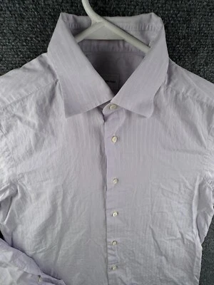 Camisa Ermenegildo Zegna 15.5 Calce Ajustado Manga Larga Abotonada Hombres Púrpura Rayas Foto 1 de 4