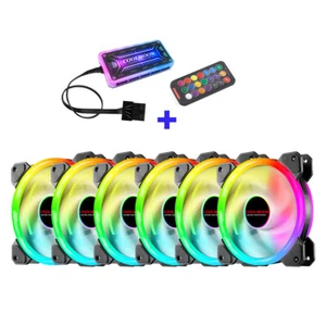 Controller RGB 12cm mit Kontroller Case Fan Set Gehäuse Lüfter Gehäuselüfter DE - Afbeelding 1 van 14