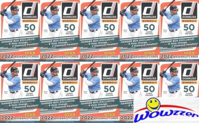 (10) 2022 Panini Donruss Baseball HUGE HANGER Box-500 Cards! Cal Raleigh RC YR!