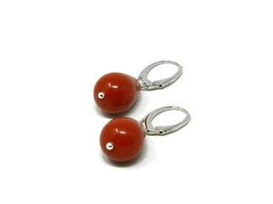 Orecchini monachella argento gocce corte 12x16mm pasta di corallo rosso Sardegna - Picture 1 of 4
