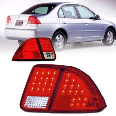 Luces traseras LED cromadas para Honda Civic 2001 2002 2003 2004 2005 sedán de 4 puertas Foto 1 de 4