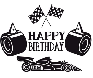 F1 RACING MOTORSPORT BIRTHDAY VINYL DECAL TRANSFER STICKER FLAG SHIELD CAR TYRES - Picture 1 of 5