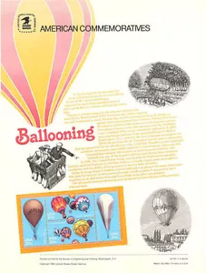 #181 20c Ballooning in America #2035-2038 USPS Commemorative Stamp Panel - Bild 1 von 1
