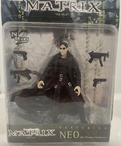 "NEO" action figure from the movie THE MATRIX. Approx 6 inches tall. NEW IN BOX Cover
