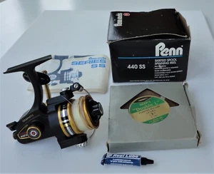 Carrete giratorio Penn 440 SS + línea de mosca flotante Bean's Double L de colección como nuevo en caja - Imagen 1 de 19