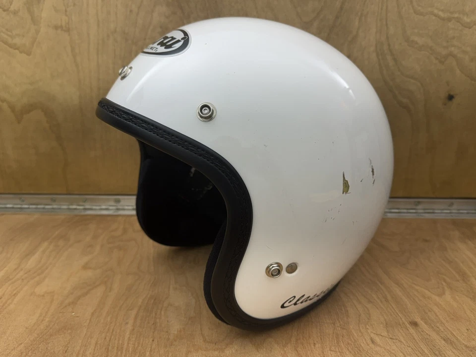 Casco de motocicleta vintage años 80 ARAI CLASSIC blanco cara abierta XL Snell 85 DOT Foto 1 de 4