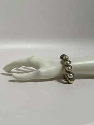 Pulsera De Colección Gianni Versace Plata Cristal Perla Medusa Foto 1 de 4