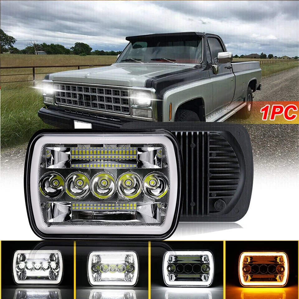For Chevrolet C10 C20 C30 K10 K20 K30 7x6 inch Led Headlight High Low Beam DRL - Image 1 of 4