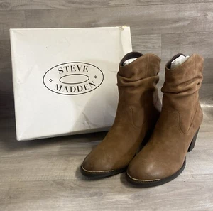 Steve Madden Olya Coñac Nubuck Marrón Cuero Acanalado Botines Talla UK 8 Nuevos - Imagen 1 de 22