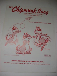 Ross Bagdasarian The Chipmunk Song Christmas Don't Be Late Sheet Music Seville - Picture 1 of 3