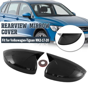 Gloss Black Fit VW Tiguan MK2 2017-2020 Exterior Side Rear View Mirror Cover Cap - Picture 1 of 13