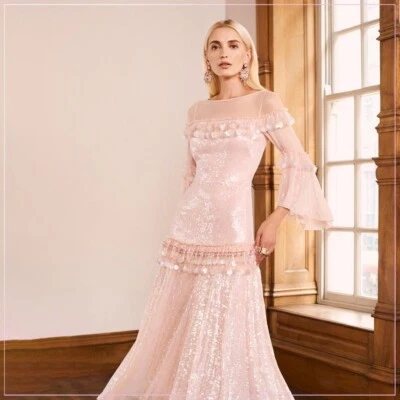 $4900 Vestido de pasarela Temperley London Sylvan rosa hielo adornado lentejuelas   Foto 1 de 4