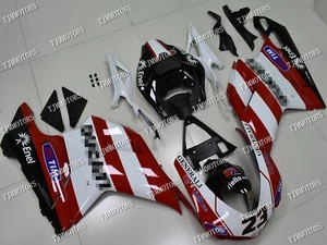 For 2007-2011 Ducati 1098/848 Red White ABS Injection Mold Bodywork Fairing Kit - Picture 1 of 9